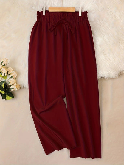 Women's Burgundy Wide-Leg High-Waisted Office Trousers
 - ModishWorld