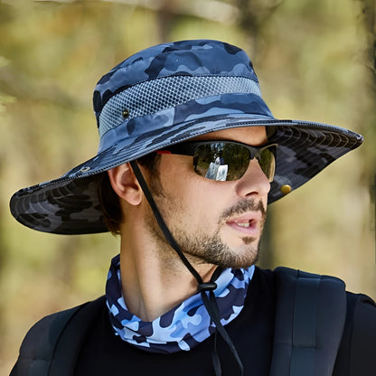 Breathable, Waterproof, UV-Protective Camo Bucket Hat with Wide Brim
 - ModishWorld