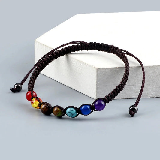 Adjustable Multicolor Gemstone Chakra Bracelet for Yoga, Meditation, and Healing
 - ModishWorld