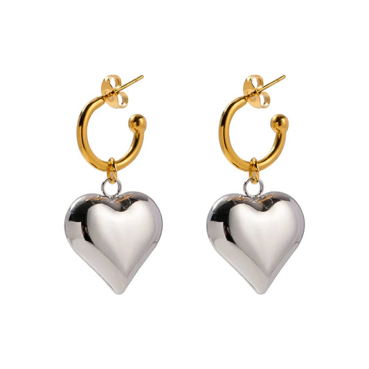 Romantic Heart Hoop Earrings in Two Chic Tones - Perfect for Valentine's Day
 - ModishWorld