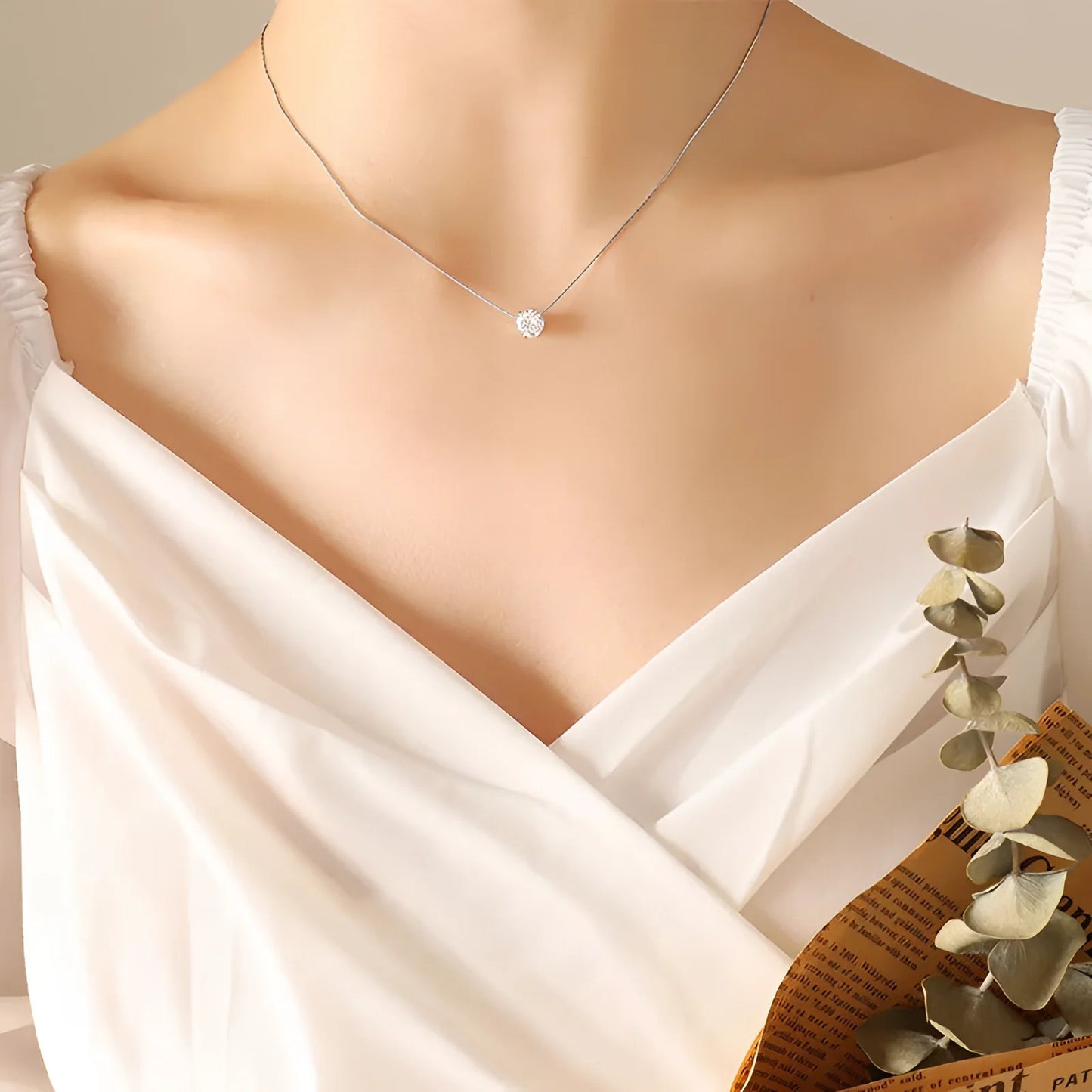 Elegant Minimalist Solitaire Diamond Pendant with Gold Twist Chain
 - ModishWorld