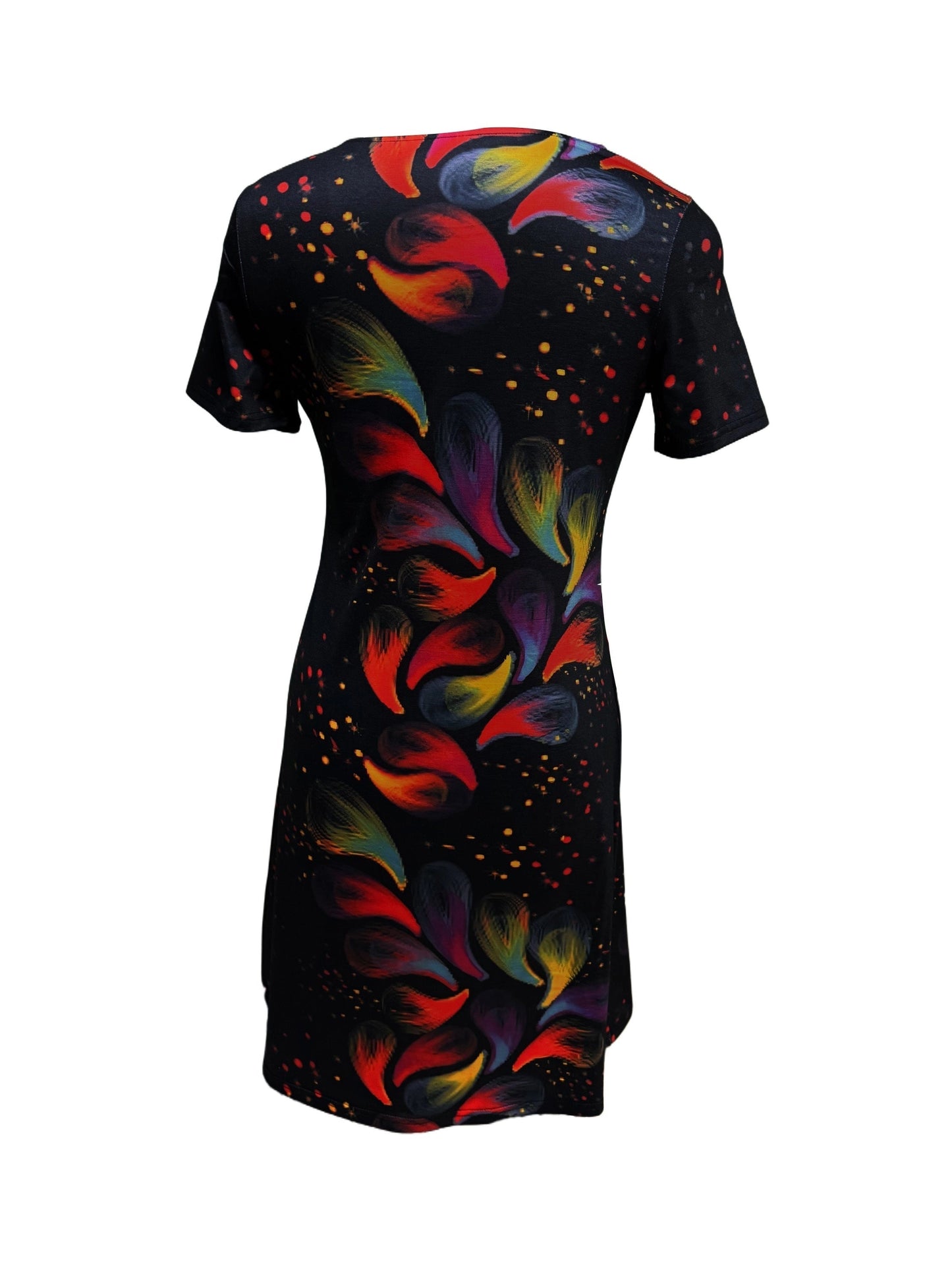 Women's Stylish T-Shirt with Artistic Colorful Feather Print
 - ModishWorld