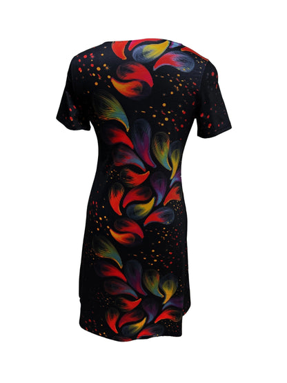 Women's Stylish T-Shirt with Artistic Colorful Feather Print
 - ModishWorld