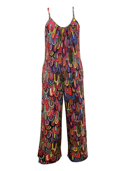 Bohemian Sleeveless Jumpsuit with Colorful Peacock Print – Women's Festival Wear
 - ModishWorld