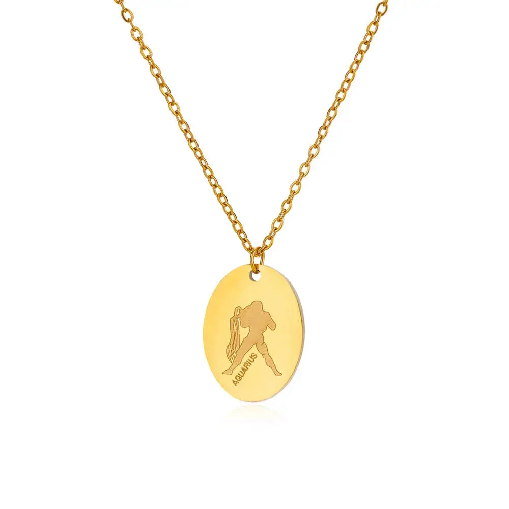 Personalized Gold Zodiac Necklace with Custom Astrology Pendant
 - ModishWorld