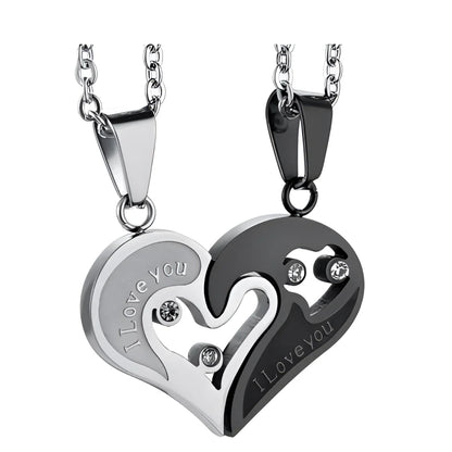 Personalized Two-Tone Stainless Steel Heart Necklace Set
 - ModishWorld