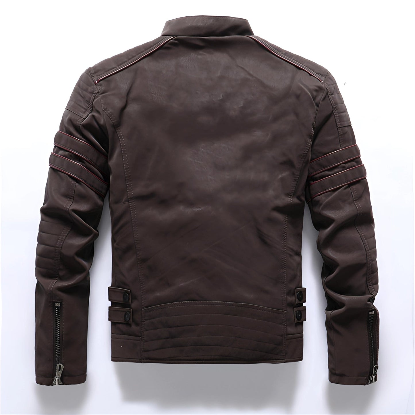 Men's Tailored-Fit Quilted Dark Brown Vintage Motorcycle Leather Jacket
 - ModishWorld