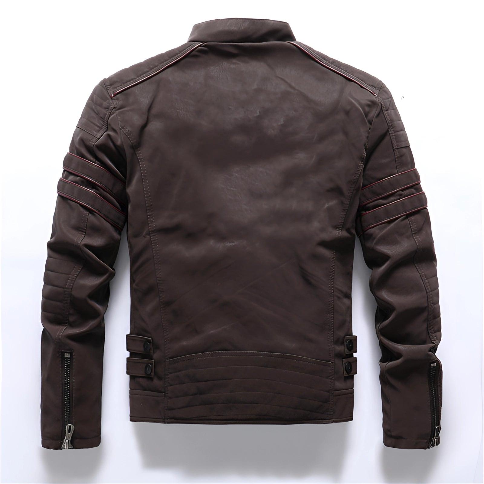 Men's Tailored-Fit Quilted Dark Brown Vintage Motorcycle Leather Jacket
 - ModishWorld