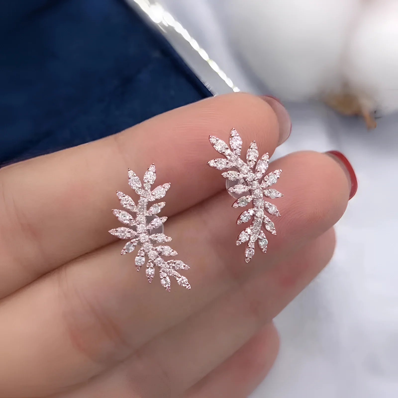 Luxury Diamond Leaf Stud Earrings for Women
 - ModishWorld