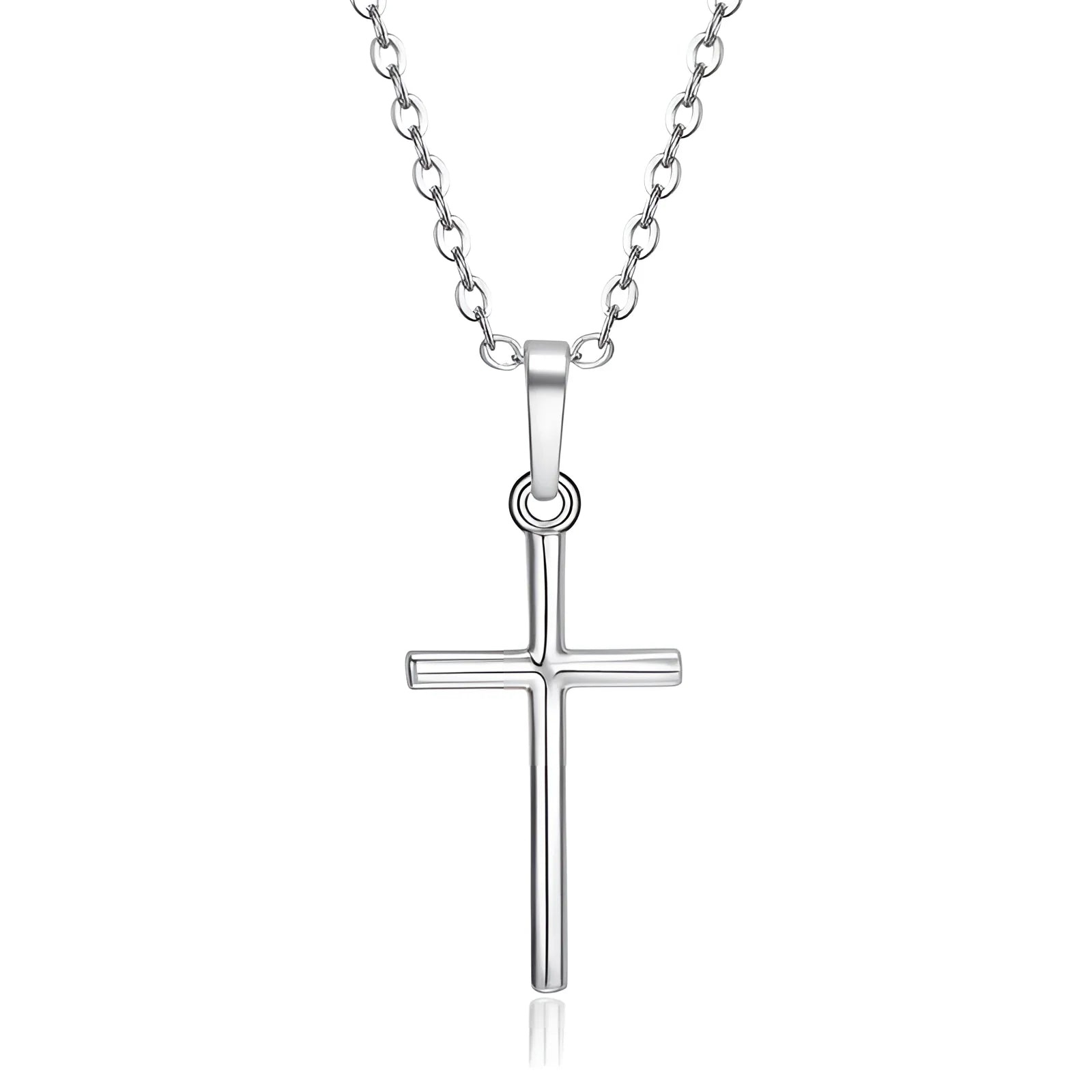 Silver Cross Necklace with Diamonds - Luxurious Christian Gift
 - ModishWorld