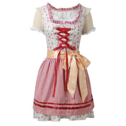 Authentic Bavarian Oktoberfest Dirndl in Red and White
 - ModishWorld