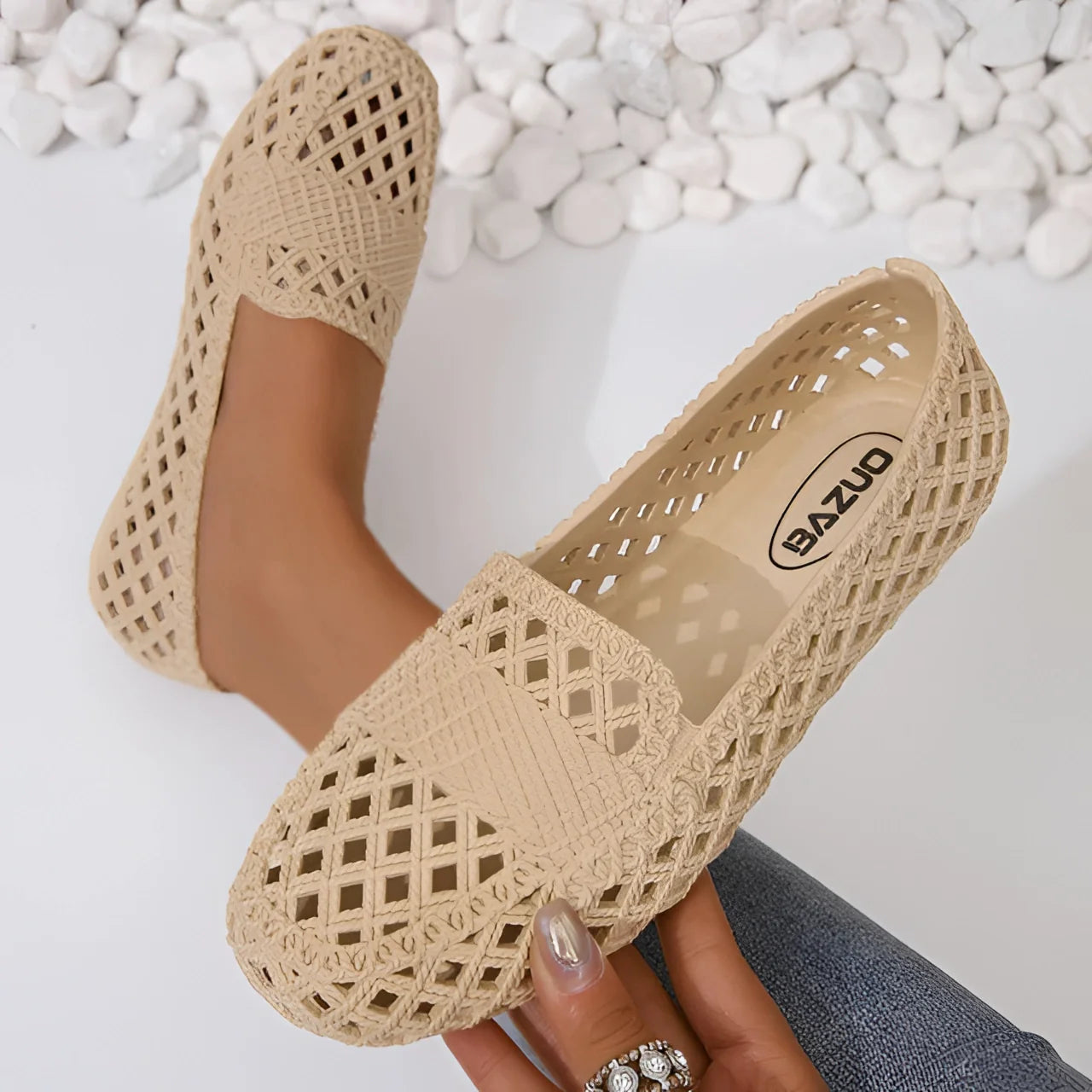 Beige Eco-Friendly Woven Flats: Breathable, Lightweight Comfort
 - ModishWorld