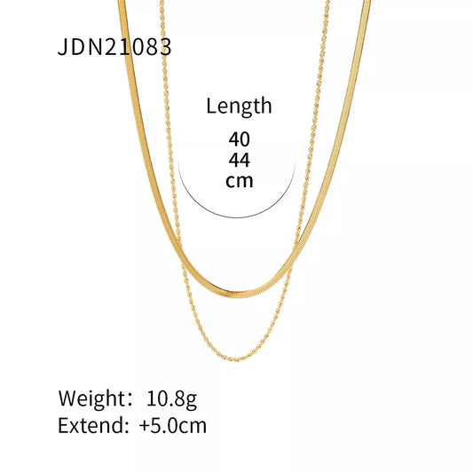 Minimalist Double-Layered Snake Chain Necklace in Elegant 18K Gold Plate
 - ModishWorld