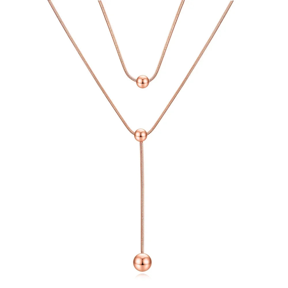 Sophisticated Layered Gold Lariat Necklace with Adjustable Length
 - ModishWorld