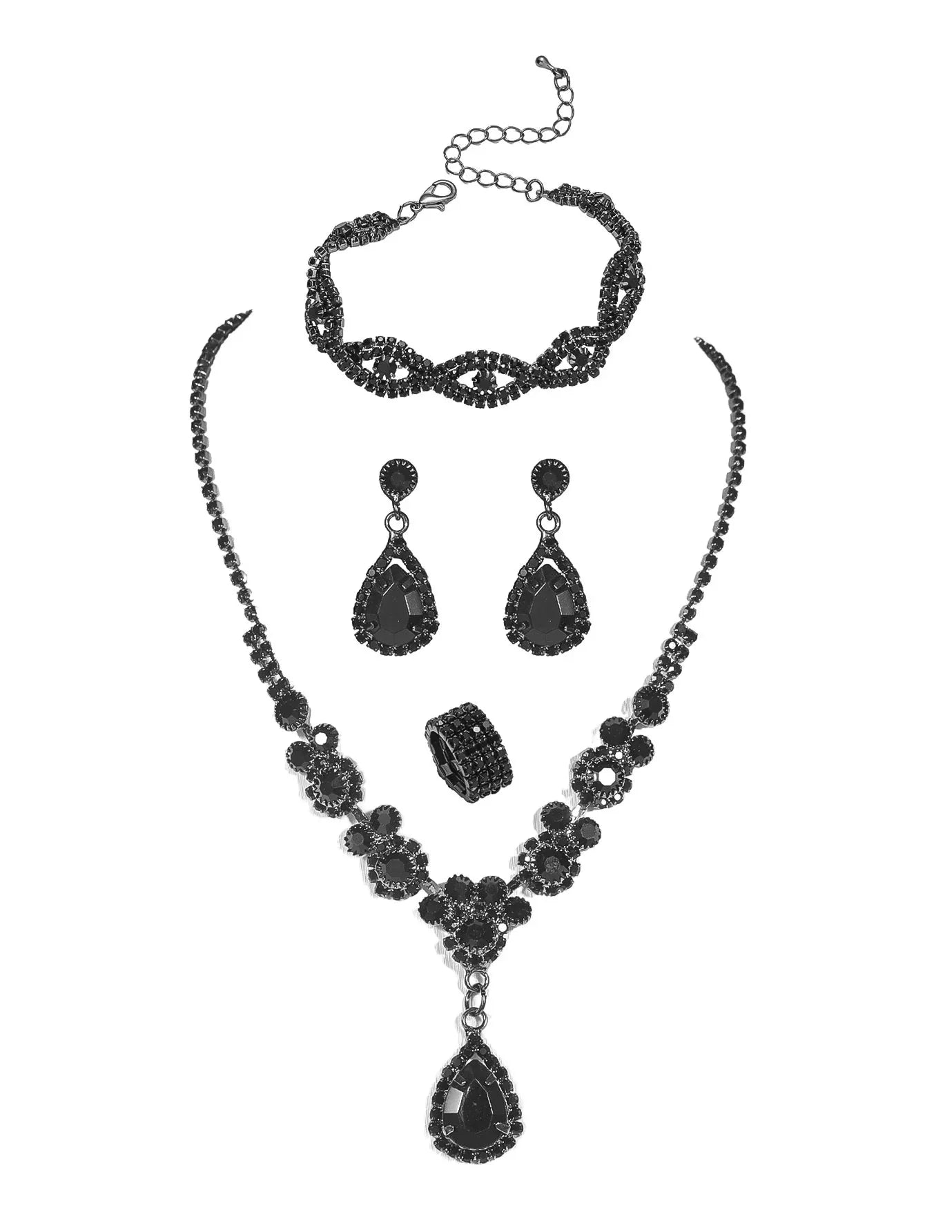 Luxury Black Gemstone Necklace and Bracelet Set for Elegant Evenings
 - ModishWorld