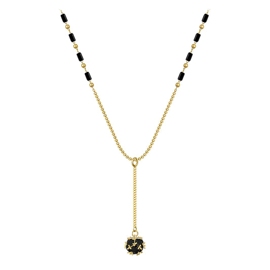 Luxury Women's Elegant Black Gemstone Pendant Necklace with Gold Chain
 - ModishWorld