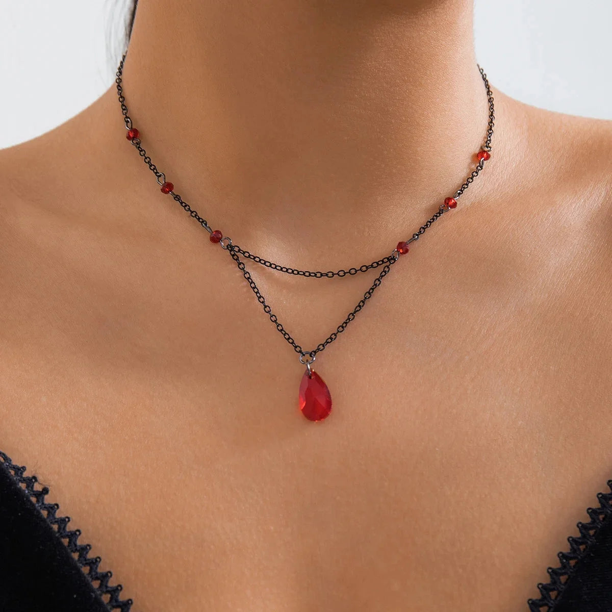 Black Teardrop Choker Necklace: Minimalist & Elegant for Evenings
 - ModishWorld