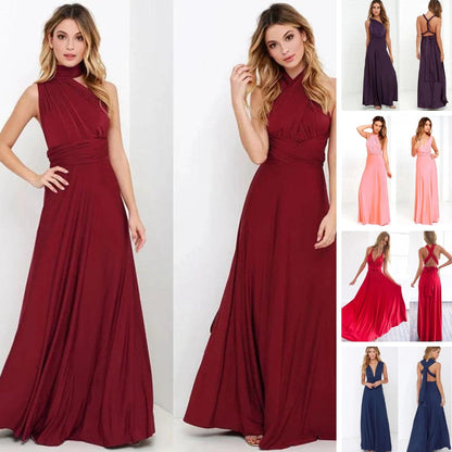 Stylish Sleeveless Burgundy Maxi Dress, A-Line Chiffon Evening Gown
 - ModishWorld
