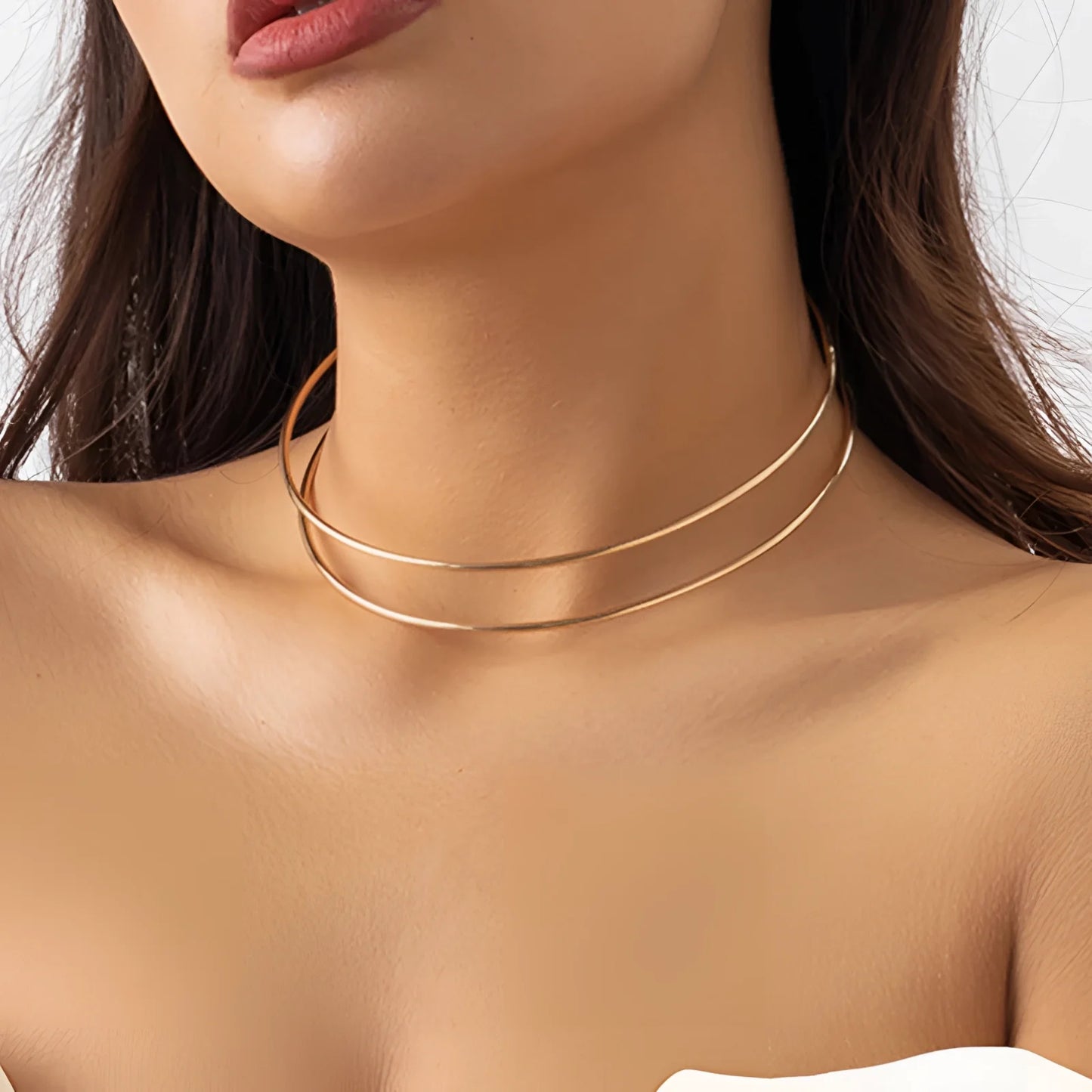 Minimalist Versatile Gold Choker Necklace: Elegant and Dainty Double Layer
 - ModishWorld