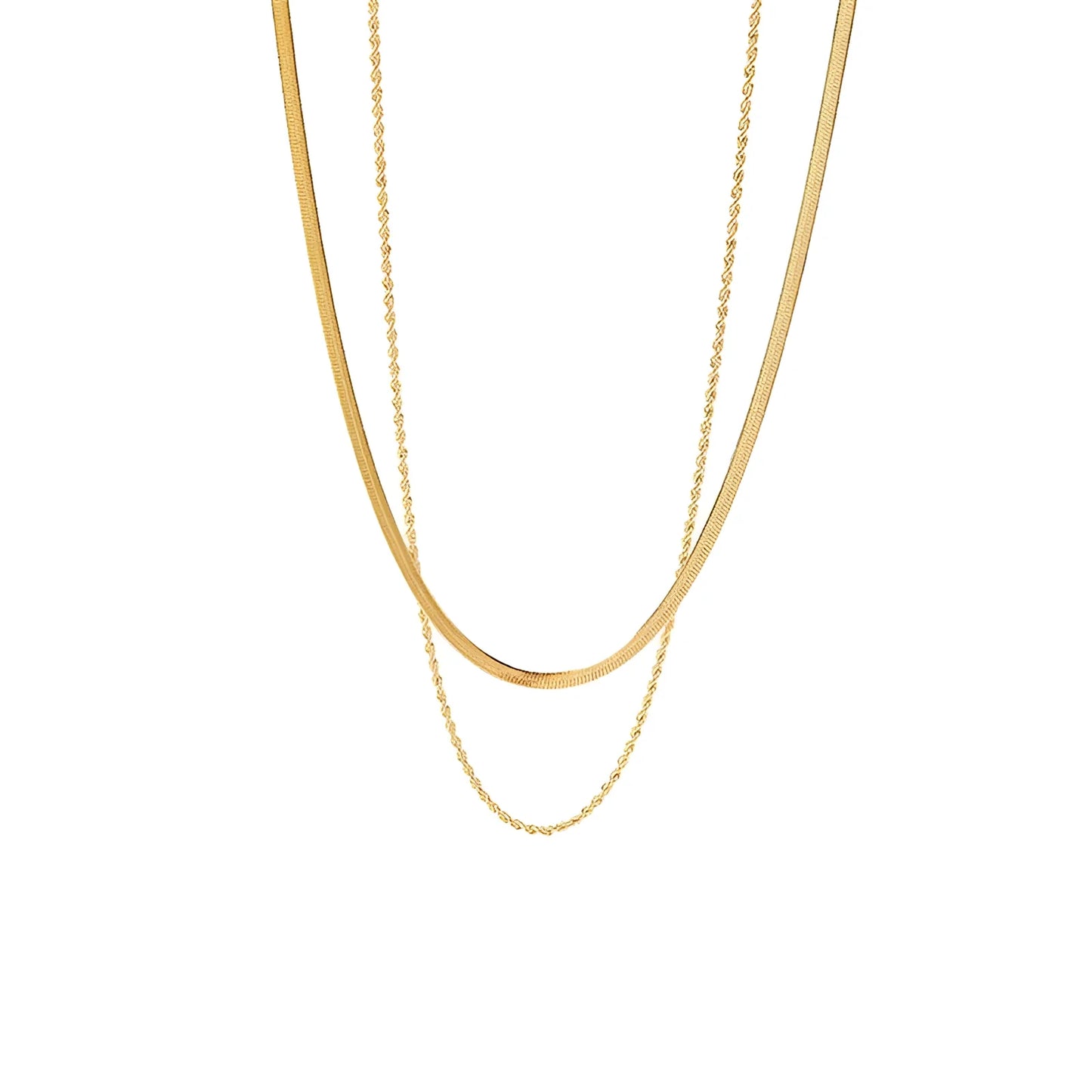 Delicate and Minimalist Gold Necklace, Double Layered and Elegant
 - ModishWorld