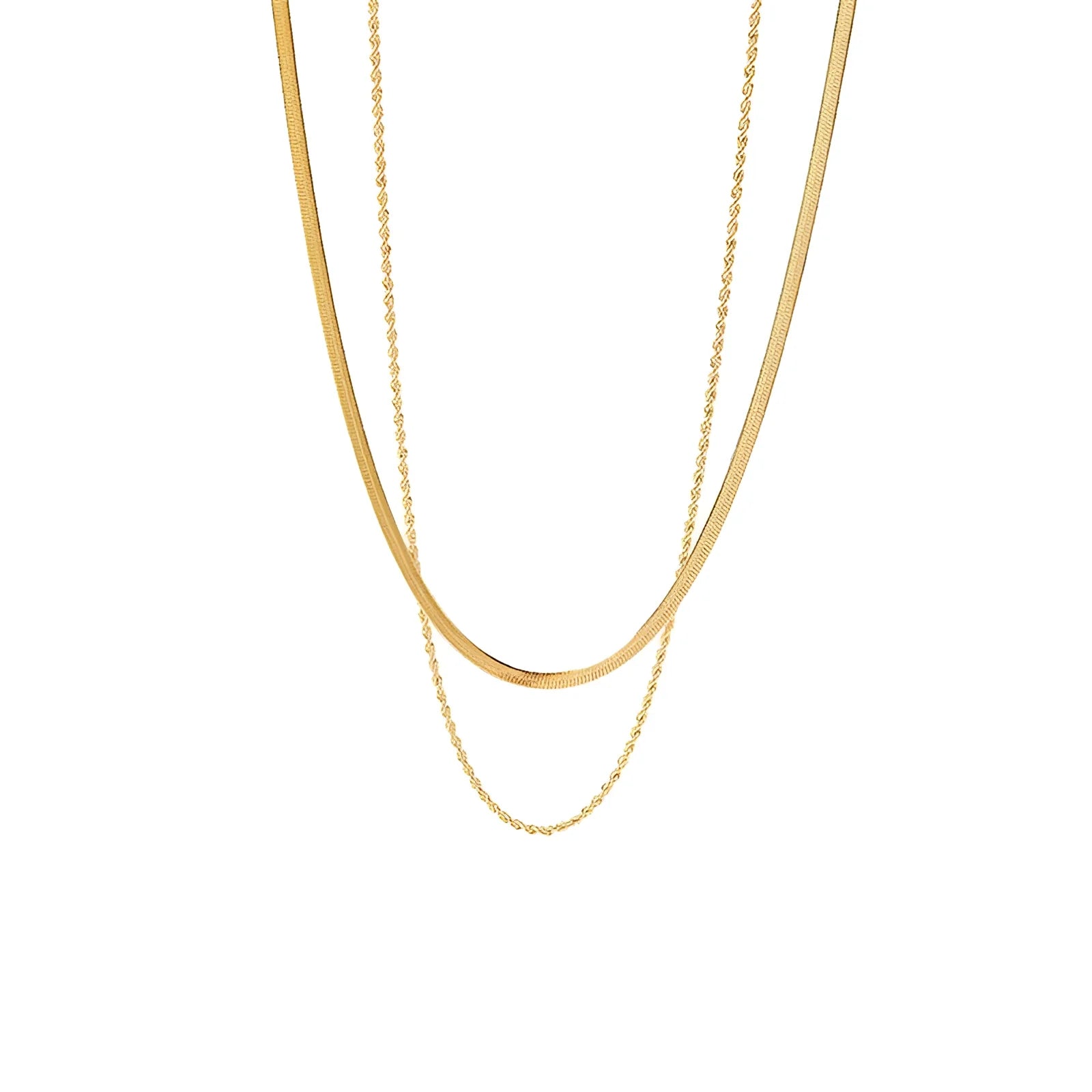 Delicate and Minimalist Gold Necklace, Double Layered and Elegant
 - ModishWorld