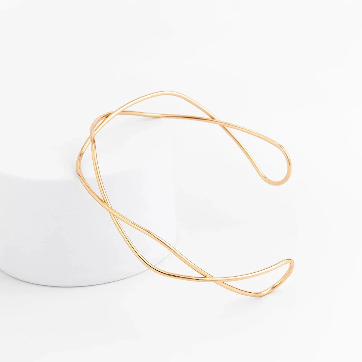 Sleek Minimalist Double Band Choker Necklace in Gold and Silver
 - ModishWorld