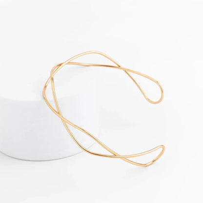 Sleek Minimalist Double Band Choker Necklace in Gold and Silver
 - ModishWorld
