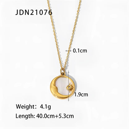 Beautiful Gold Mother-of-Pearl Sunburst Necklace with Hamsa and Celestial Charms
 - ModishWorld