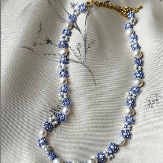 Luxury Bridal Choker Necklace: Elegant Handmade Blue Bead and Pearl
 - ModishWorld