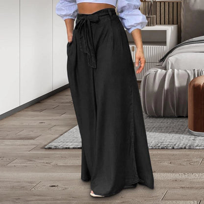Stylish Black High-Waisted Palazzo Pants: Chic Wide-Leg Trousers for Summer
 - ModishWorld