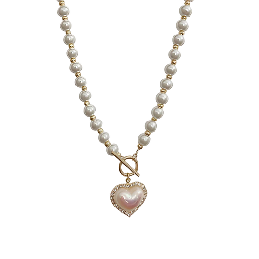 Luxury Bridal Choker Necklace: Elegant Pearls, Heart Pendant, & Diamonds
 - ModishWorld