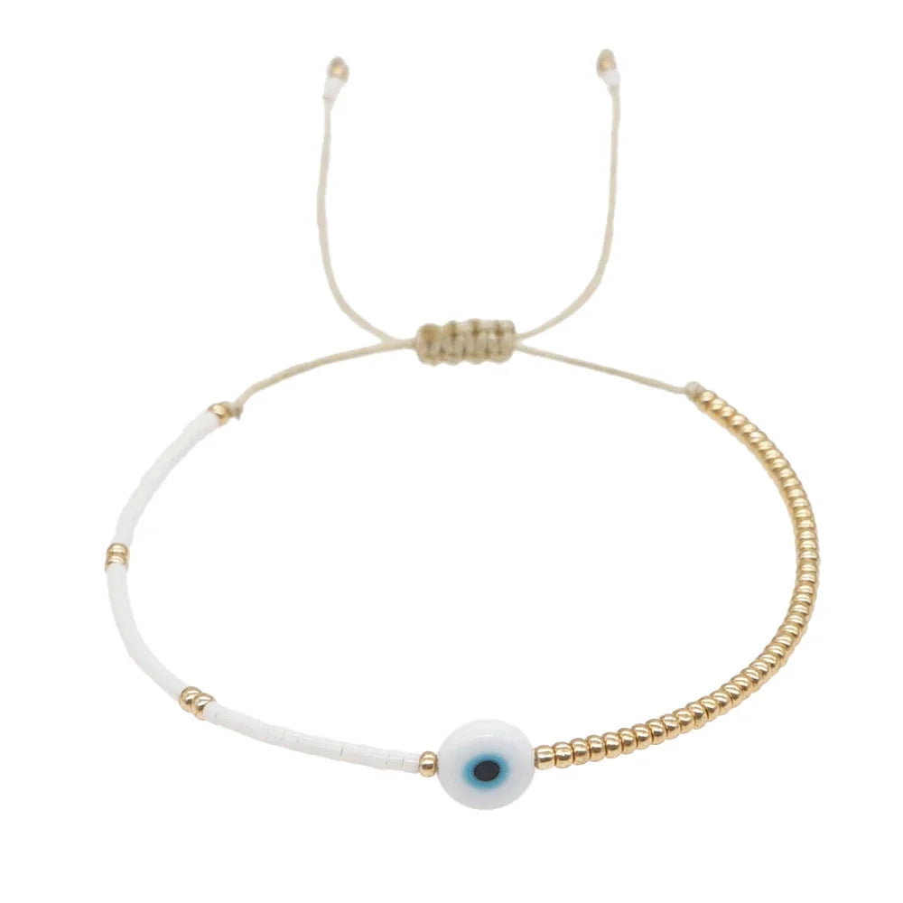Adjustable Minimalist Gold Evil Eye Bead Bracelet for Protection
 - ModishWorld