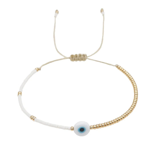 Adjustable Minimalist Gold Evil Eye Bead Bracelet for Protection
 - ModishWorld