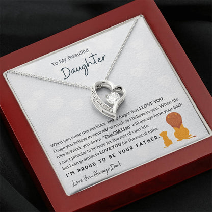 Silver Heart Necklace with Father-Daughter Love Message
 - ModishWorld
