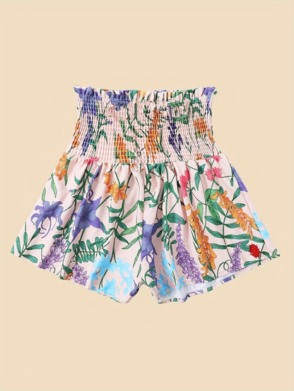 Women's High-Waisted Summer Shorts with Vibrant Tropical Floral Print
 - ModishWorld