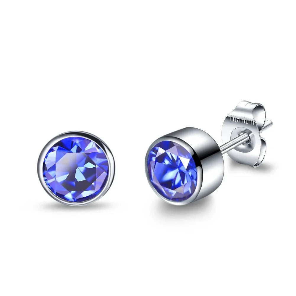 Hypoallergenic Blue Opal Titanium G23 Studs with Secure Backings, Nickel-Free
 - ModishWorld
