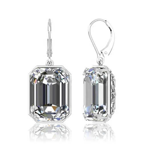 Rectangle Garnet Drop Earrings in Sterling Silver (925), January Birthstone
 - ModishWorld