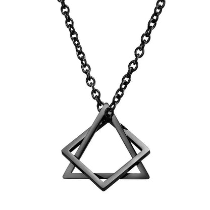 Modern Minimalist Geometric Silver Square Pendant Necklace
 - ModishWorld