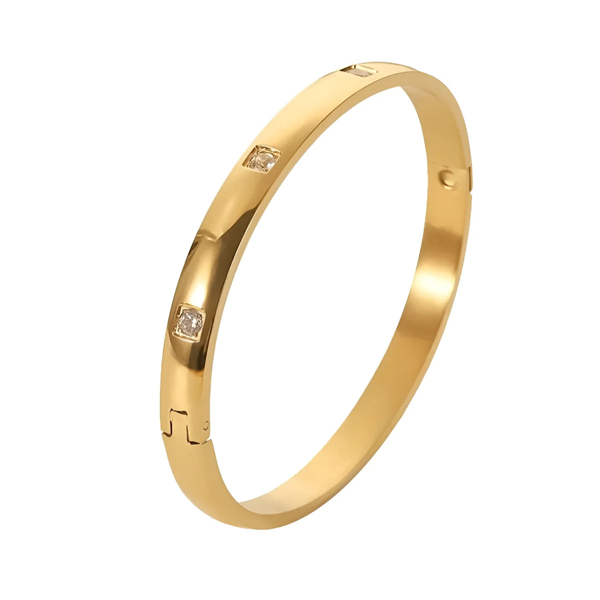 Luxury Gold Bangle Bracelet, Secure Design, Princess-Cut Diamonds ...