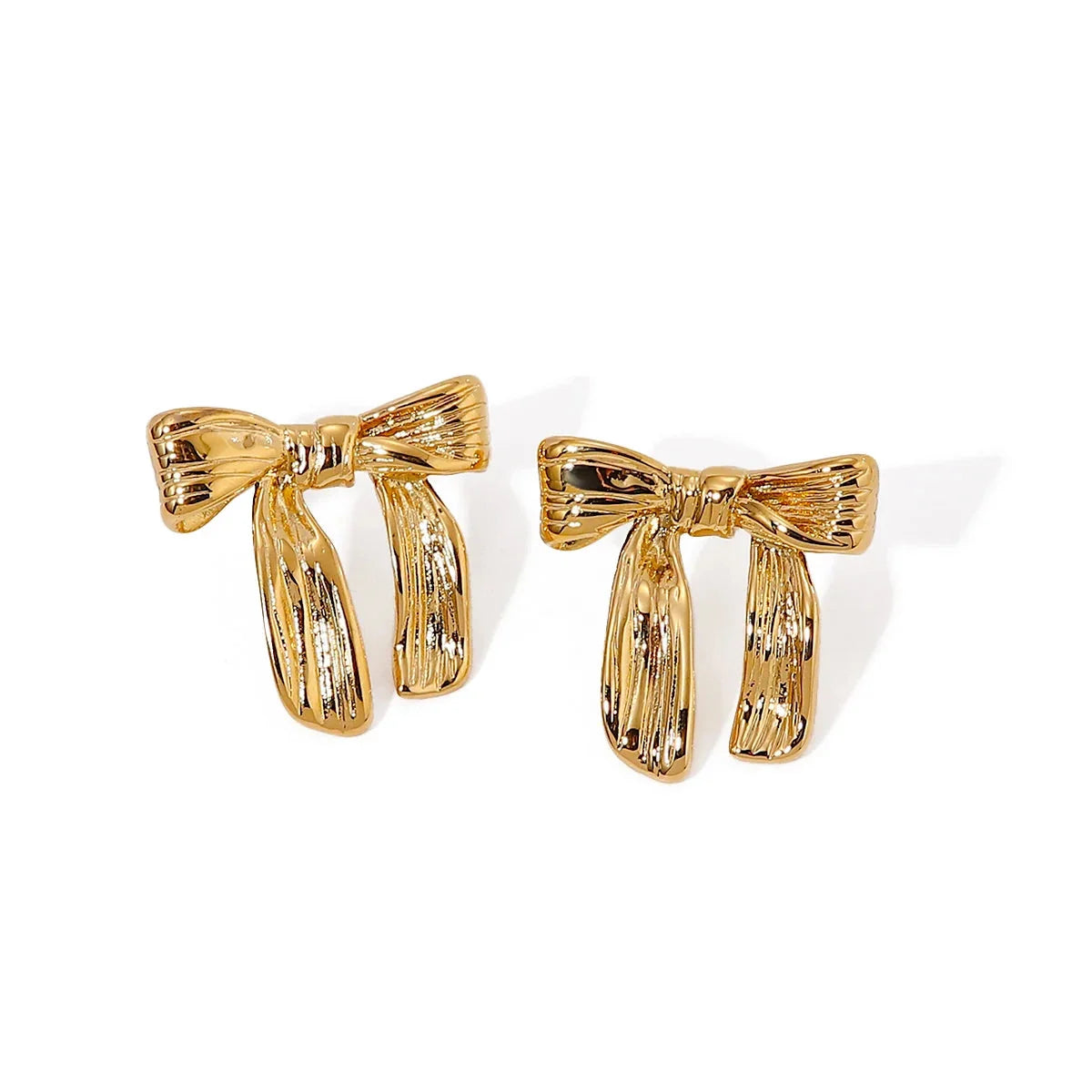 Luxury Textured Gold Bow Statement Stud Earrings for Women
 - ModishWorld