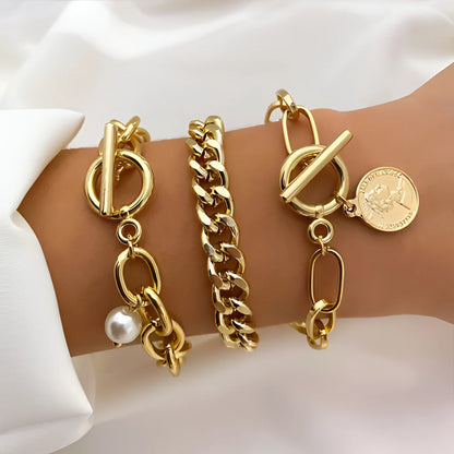 Bracelets in Gold: Toggle Clasps, Layered Styles, Chunky Chains & Pearls
 - ModishWorld