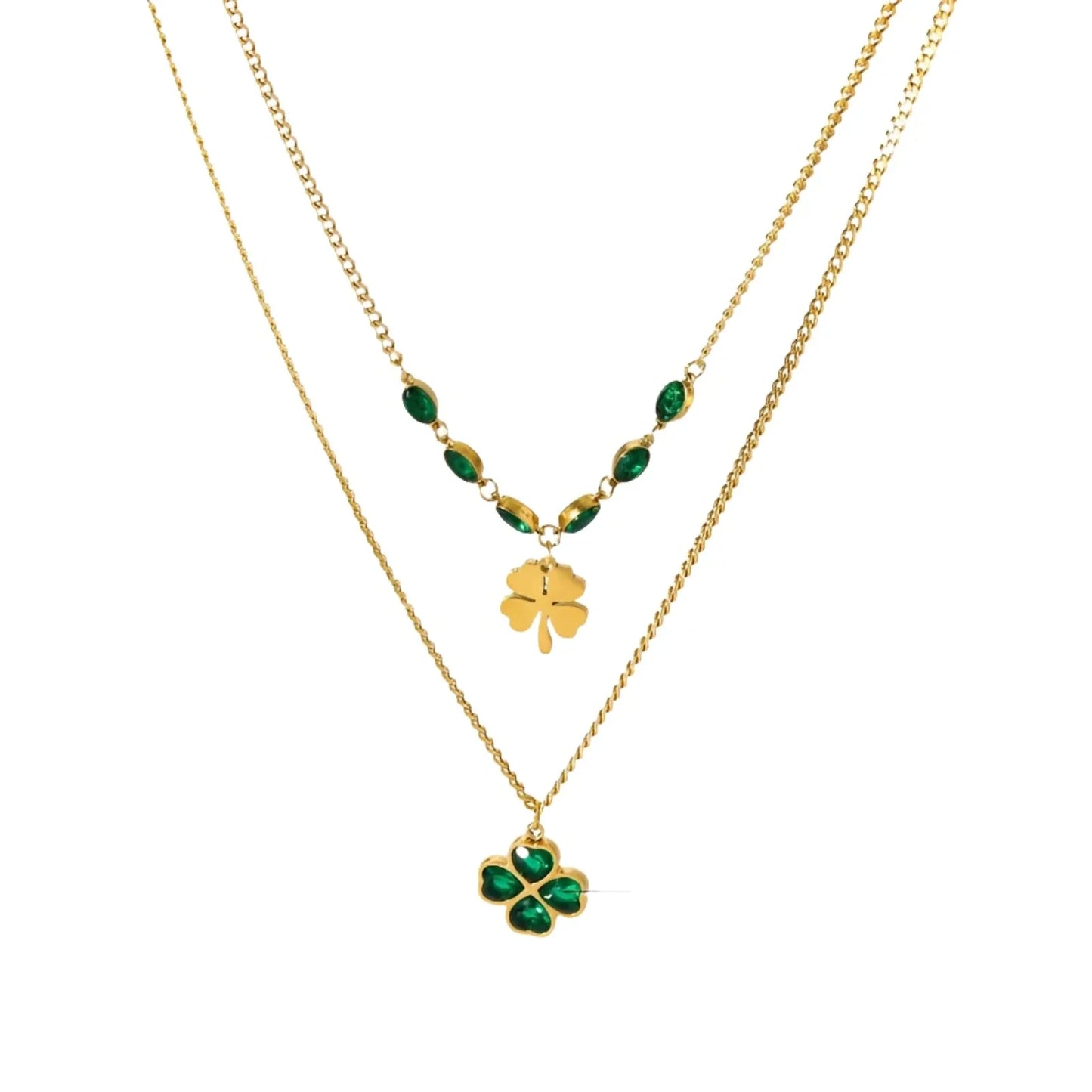 Adjustable Luxury Gold Clover and Emerald Bead Necklace – Perfect Gift
 - ModishWorld