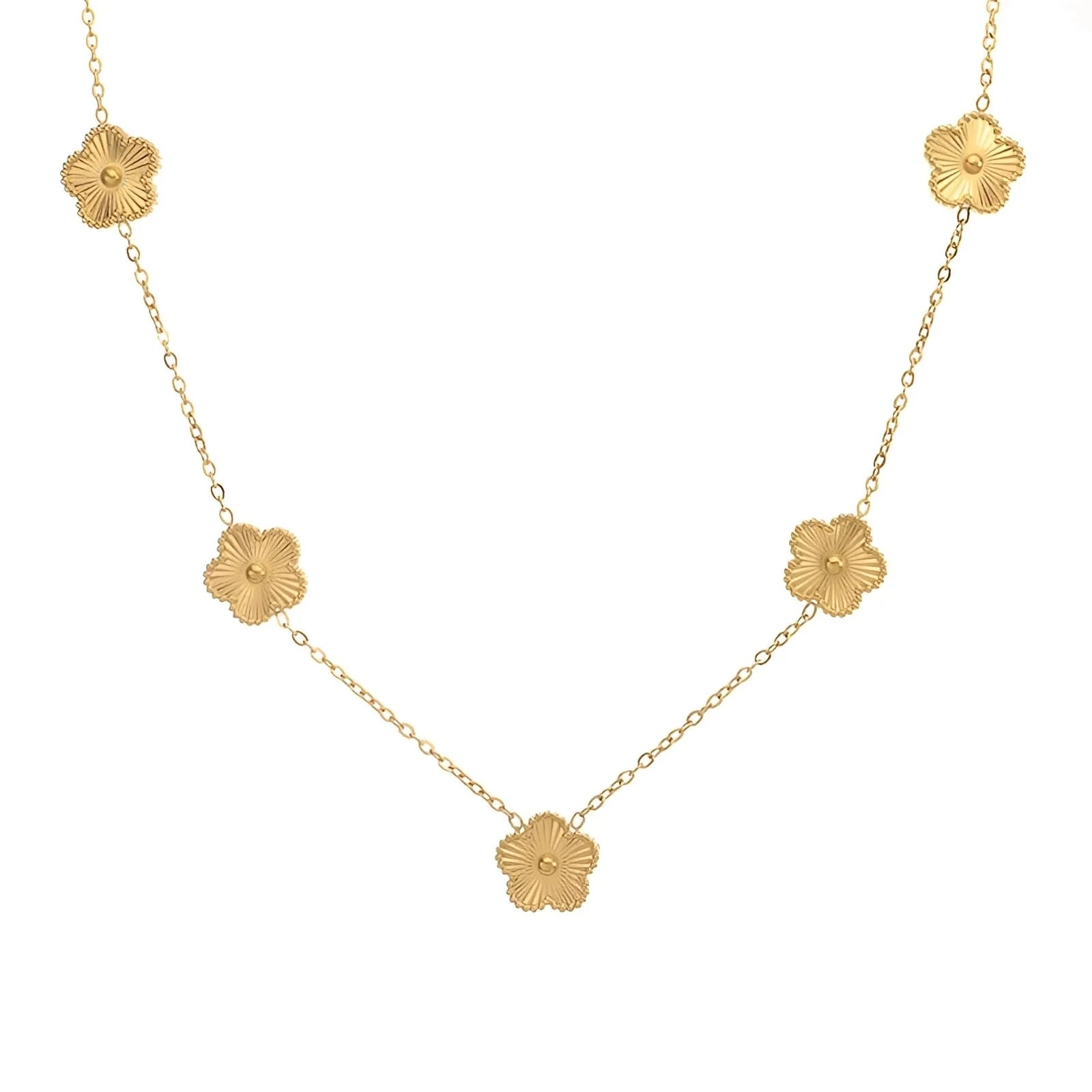 Luxury Women's Gold Clover Necklace with Black Enamel Flower Pendant
 - ModishWorld
