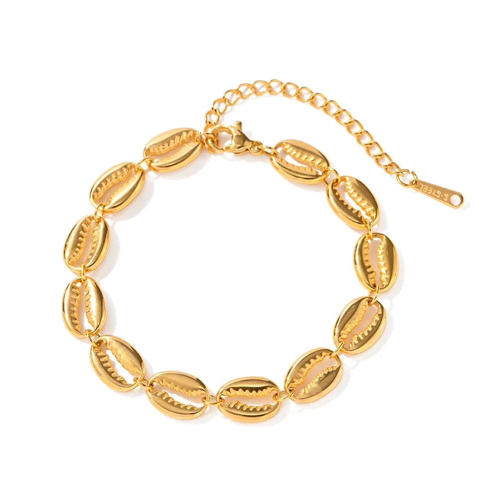 Adjustable Bohemian Beach Bracelet with Gold Cowrie Shells
 - ModishWorld
