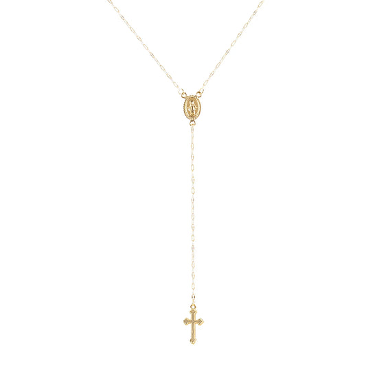 Adjustable Y-Shaped Gold Cross Necklace – Christian Lariat
 - ModishWorld