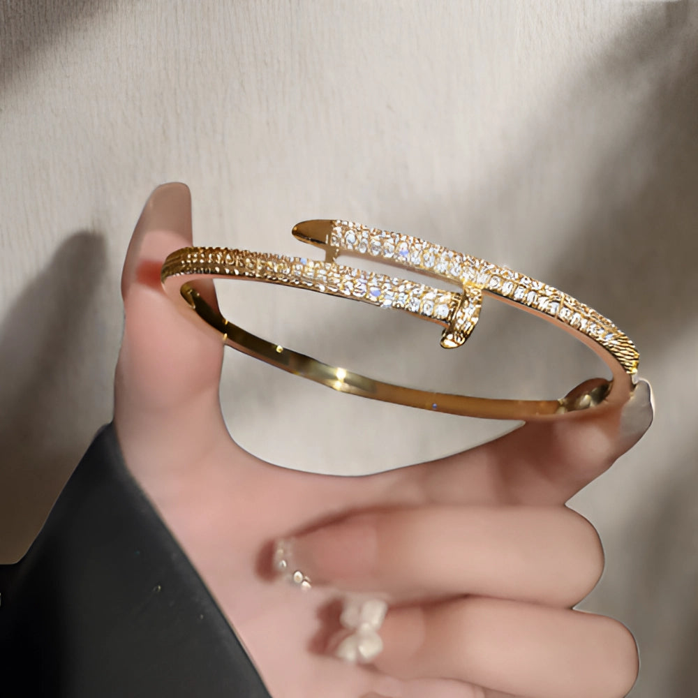 Adjustable Gold Crystal Bracelet - Luxury Designer Bangle for Women
 - ModishWorld