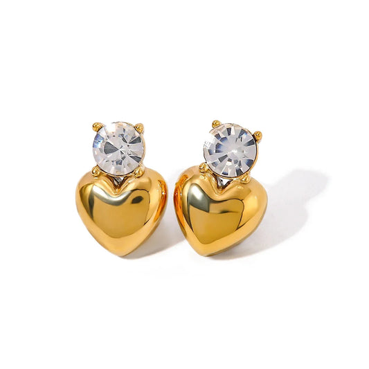 Romantic 18K Gold-Plated Crystal Heart Earrings
 - ModishWorld