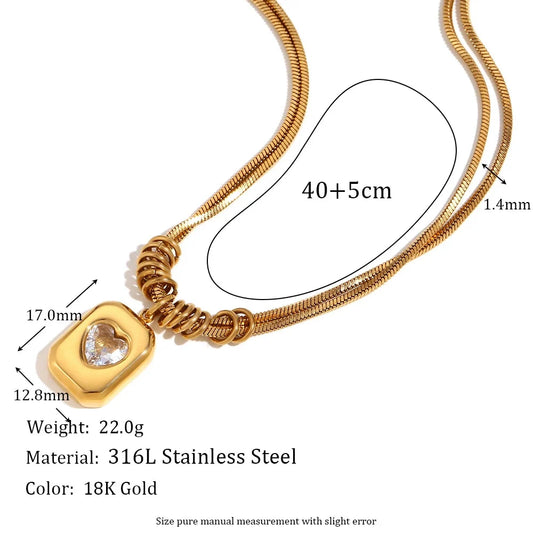 Elegant Vintage Gold Heart Crystal Locket Necklace
 - ModishWorld