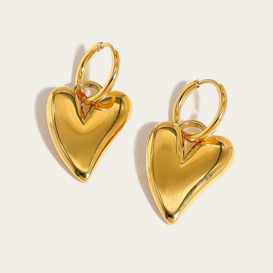 Luxury YA-CHAN Gold Heart Dangle Earrings - Designer Jewelry Gift
 - ModishWorld