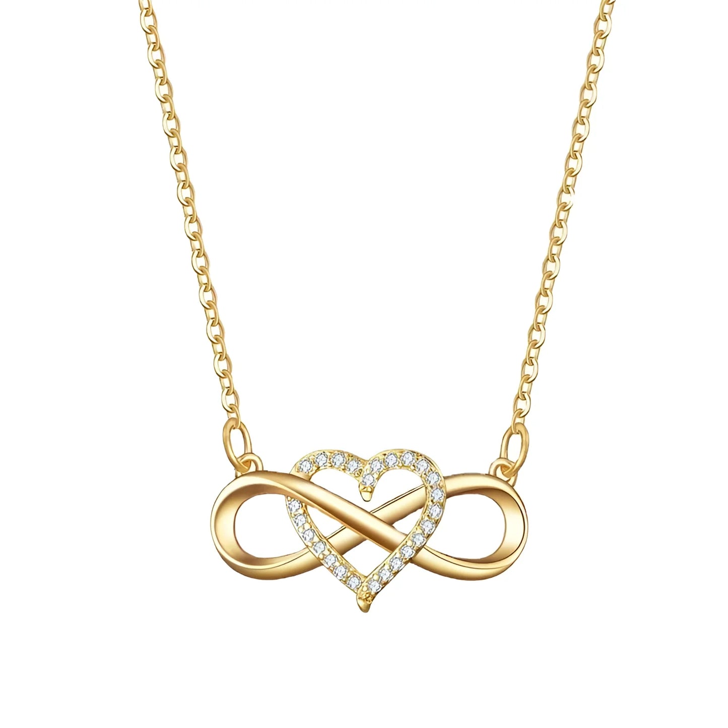 Romantic Infinity Necklace with Diamond Accents and Gold Heart
 - ModishWorld